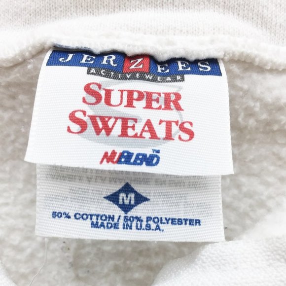 VTG Jerzees Super Sweats Unisex Sweatshirt White Cotton EVERYTHING 1/4 Zip M USA - Picture 4 of 6